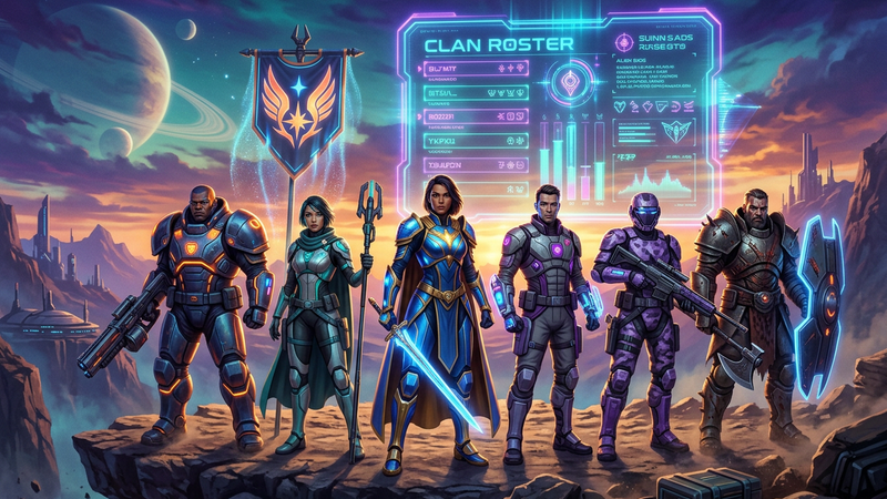 RankSurge hero art for the guide to Destiny 2 clan stats and clan rosters